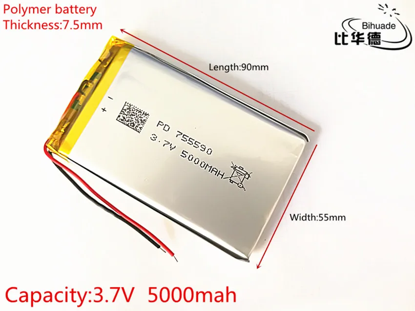 Free shipping 755590 5000mAh Li-ion 3.7V DIY Rechargeable Battery Lithium Polymer Backup
Free shipping 755590 5000mAh Li-ion 3.7V DIY Rechargeable Battery Lithium Polymer Backup