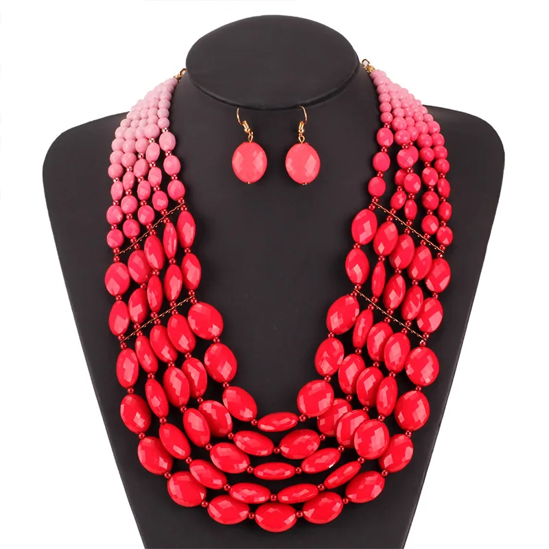 Fashion acrylic multi-layer beads statement necklace earrings costume gadget gift for woman jewelry accessories
Fashion acrylic multi-layer beads statement necklace earrings costume gadget gift for woman jewelry accessories