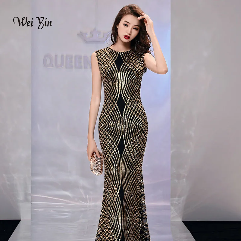 weiyin Gold Sequined Mermaid Evening Dresses See Through O Neck 2019 New Arrival Floor Length Long Party Dresses for Women WY971
weiyin Gold Sequined Mermaid Evening Dresses See Through O Neck 2019 New Arrival Floor Length Long Party Dresses for Women WY971