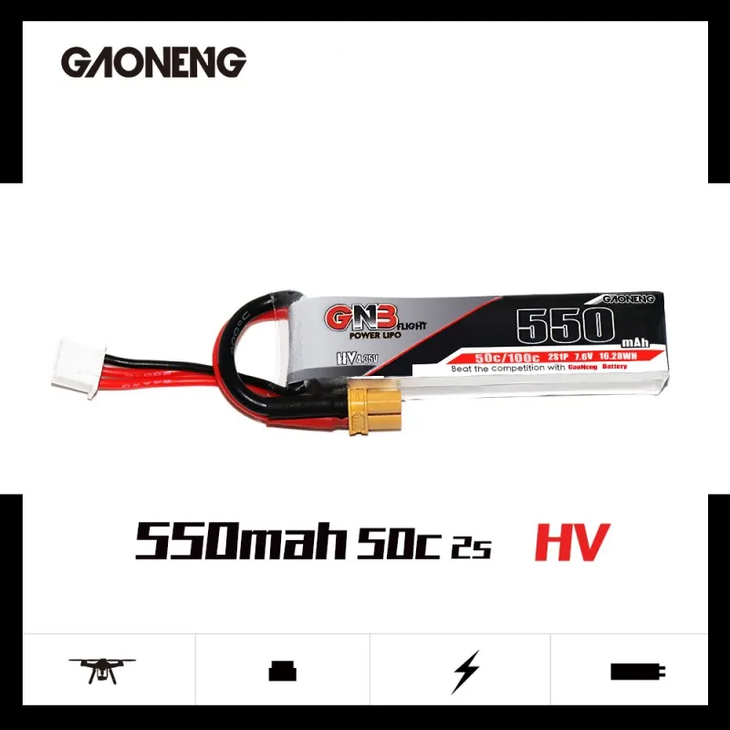 2PCS Gaoneng GNB 550mah 7.6V 50C HV Lipo battery JST or XT30 Plug for Four axis quadcopter Micro Racing FPV indoor Helis Drone
2PCS Gaoneng GNB 550mah 7.6V 50C HV Lipo battery JST or XT30 Plug for Four axis quadcopter Micro Racing FPV indoor Helis Drone
