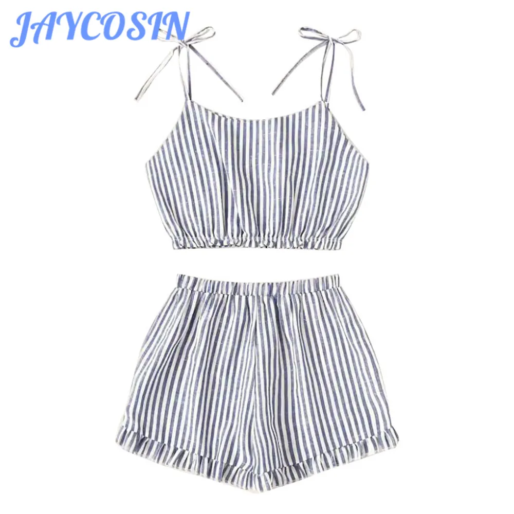 JAYCOSIN Women Set Clothes Sexy Striped Slim Two Piece Set Sleeveless Sling Top And Short Pants Summer Matching Sets White Girls
JAYCOSIN Women Set Clothes Sexy Striped Slim Two Piece Set Sleeveless Sling Top And Short Pants Summer Matching Sets White Girls