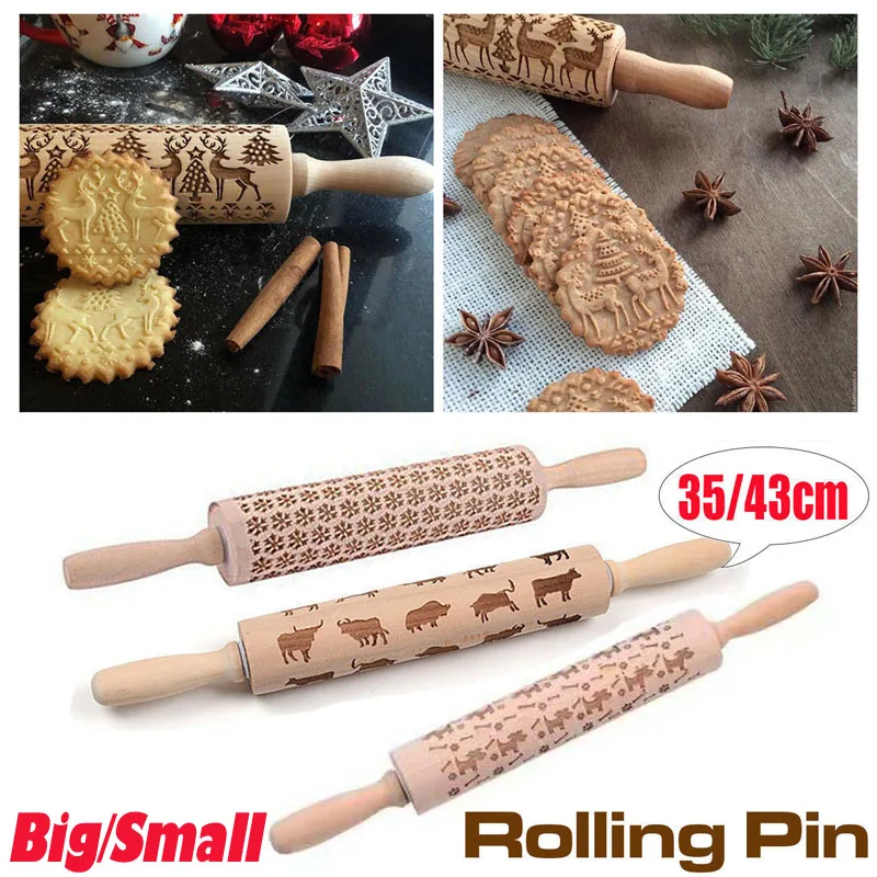 43CM Wooden Rolling Pin Christmas Symbols Pattern Embossing Kitchen Baking Tool For Embossed Cookies Waffles Pastry Dough Pies
43CM Wooden Rolling Pin Christmas Symbols Pattern Embossing Kitchen Baking Tool For Embossed Cookies Waffles Pastry Dough Pies