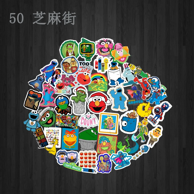 

50pcs Kaws Sesame Street Sticker Suitcase Waterproof Child toy Cool Laptop Luggage Fridge Phone Graffiti Notebook DIY Stickers