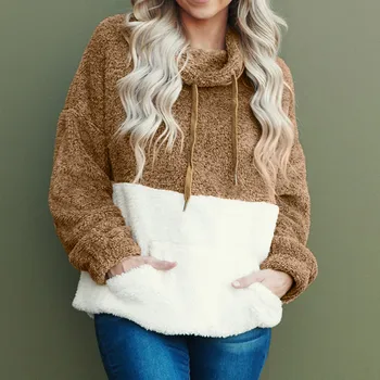 Women Blouse Casual Patchwork Cowl Neck Kangaroo Pocket Drawstring Solid Jumper Top Long Sleeve Autumn Winter plus size tops F80
Women Blouse Casual Patchwork Cowl Neck Kangaroo Pocket Drawstring Solid Jumper Top Long Sleeve Autumn Winter plus size tops F80