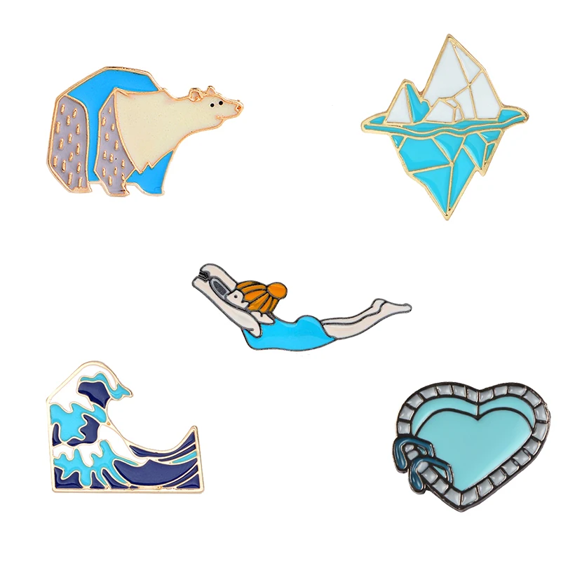 Bargain Price Enamel Pins Iceberg Polar bear Wave Swimming pool Girl Badges Bag Denim Shirt Coat Lapel Pin Brooch For Women Men
Bargain Price Enamel Pins Iceberg Polar bear Wave Swimming pool Girl Badges Bag Denim Shirt Coat Lapel Pin Brooch For Women Men