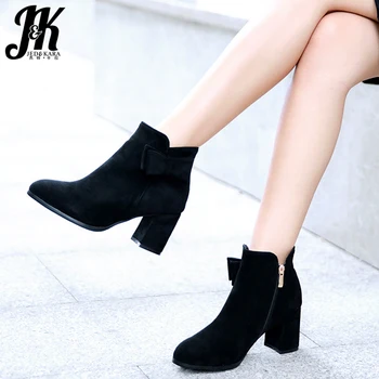 JK Flock Ankle Boots Women High Heels Booties Ladies Round Toe Zip Nonslip Shoes Female Butterfly Knot Warm Shoes Winter 2019
JK Flock Ankle Boots Women High Heels Booties Ladies Round Toe Zip Nonslip Shoes Female Butterfly Knot Warm Shoes Winter 2019