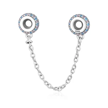 ZMZY 100% Original 925 Sterling Silver Pink and Blue CZ Round Safety Chain Charm Fit Pandora Bracelet DIY Jewelry Making
ZMZY 100% Original 925 Sterling Silver Pink and Blue CZ Round Safety Chain Charm Fit Pandora Bracelet DIY Jewelry Making