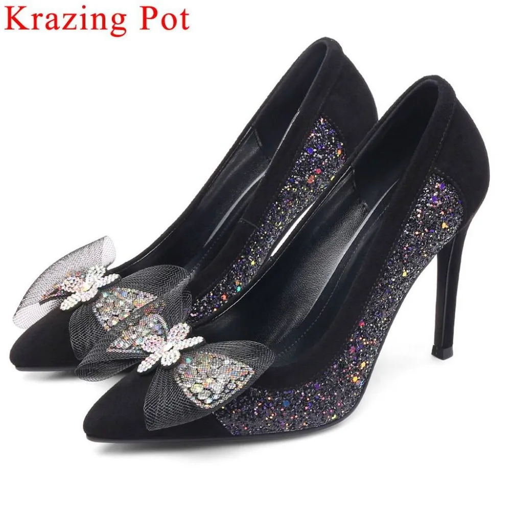 Superstars celebrity party stiletto 9.5cm heels new kid suede sequined sexy lady women pumps slip on butterfly-knot shoes L4f7
Superstars celebrity party stiletto 9.5cm heels new kid suede sequined sexy lady women pumps slip on butterfly-knot shoes L4f7