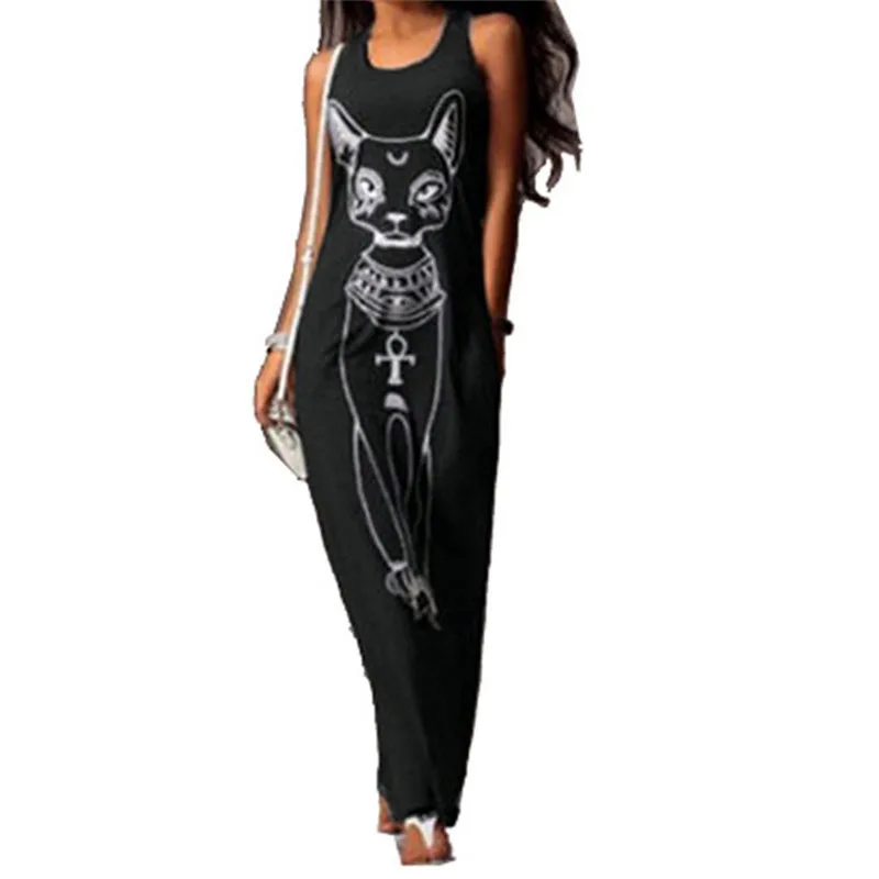 Elegant High Waist Knitted Robe Women Dress Tank Dress O-Neck Sleeveless Pocket Animal Cat Printed Long Maxi Dress Women Vestido
Elegant High Waist Knitted Robe Women Dress Tank Dress O-Neck Sleeveless Pocket Animal Cat Printed Long Maxi Dress Women Vestido