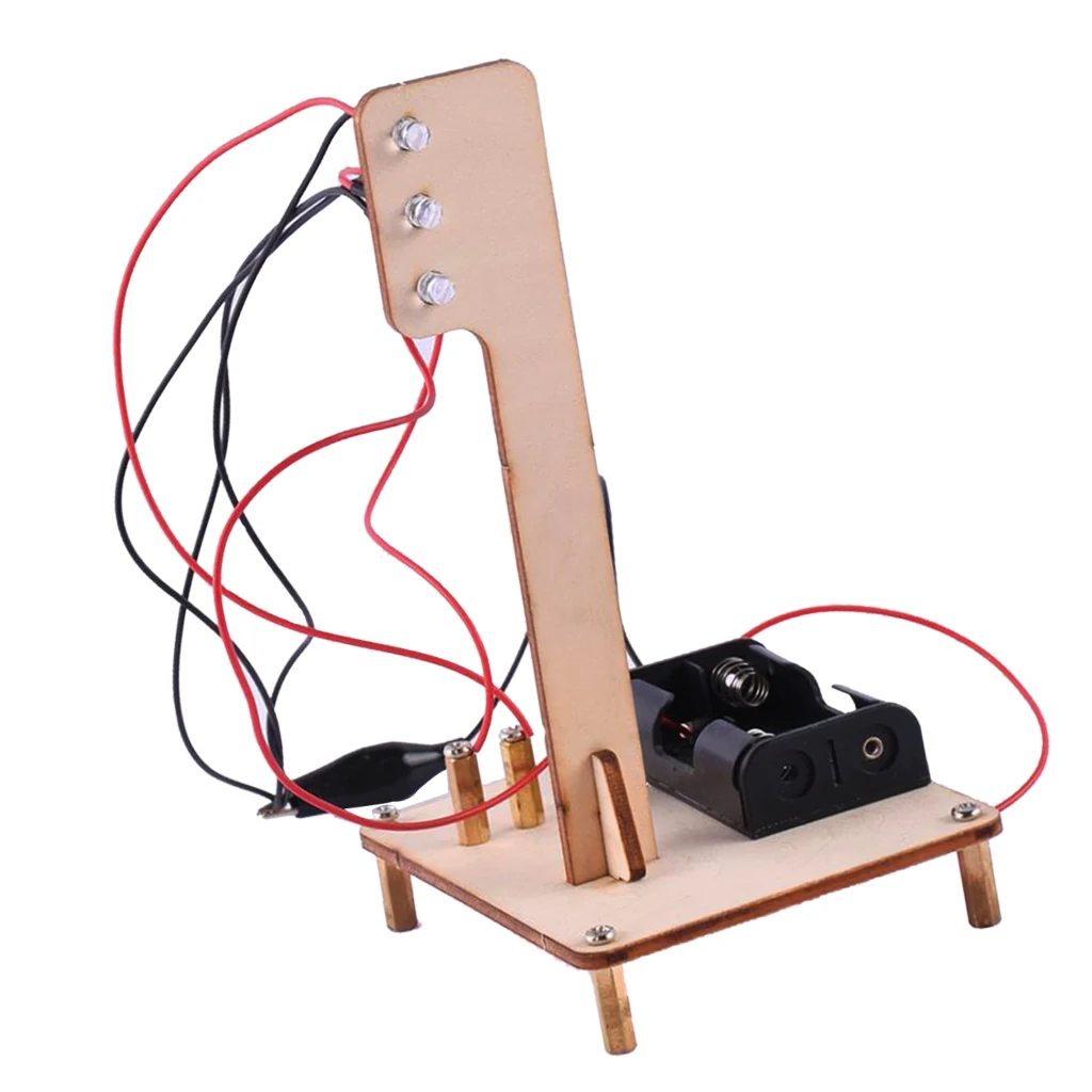 Kids DIY Assemble Wood Science Traffic Light Model Kits with Battery Kids Crafts