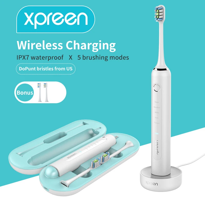 Electric Toothbrush, Xpreen Sonic Electric Toothbrush IPX7 Waterproof Wireless Rechargeable Toothbrush for Adults
Electric Toothbrush, Xpreen Sonic Electric Toothbrush IPX7 Waterproof Wireless Rechargeable Toothbrush for Adults