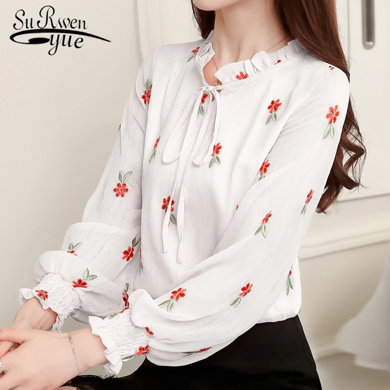 sweet floral embroidery chiffon blouse shirt fashion woman blouses 2019 long sleeve solid white pink top femlae blusa 0967 40
sweet floral embroidery chiffon blouse shirt fashion woman blouses 2019 long sleeve solid white pink top femlae blusa 0967 40