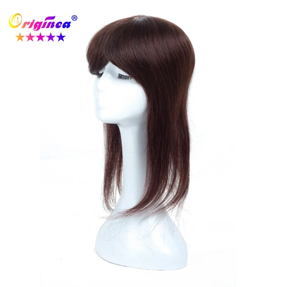 

Originea Women Toupee System Net Base Size 13*17 cm Hair Length 16 inch Human Hair Toupee Replacement With Bang Chestnut Color