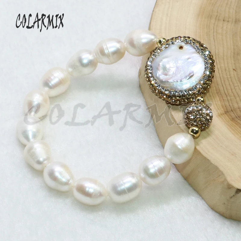 Natural pearls strand Round pearls pave gold color rhinestone Gift for lady Handmade jewelry Bracelet9096
Natural pearls strand Round pearls pave gold color rhinestone Gift for lady Handmade jewelry Bracelet9096