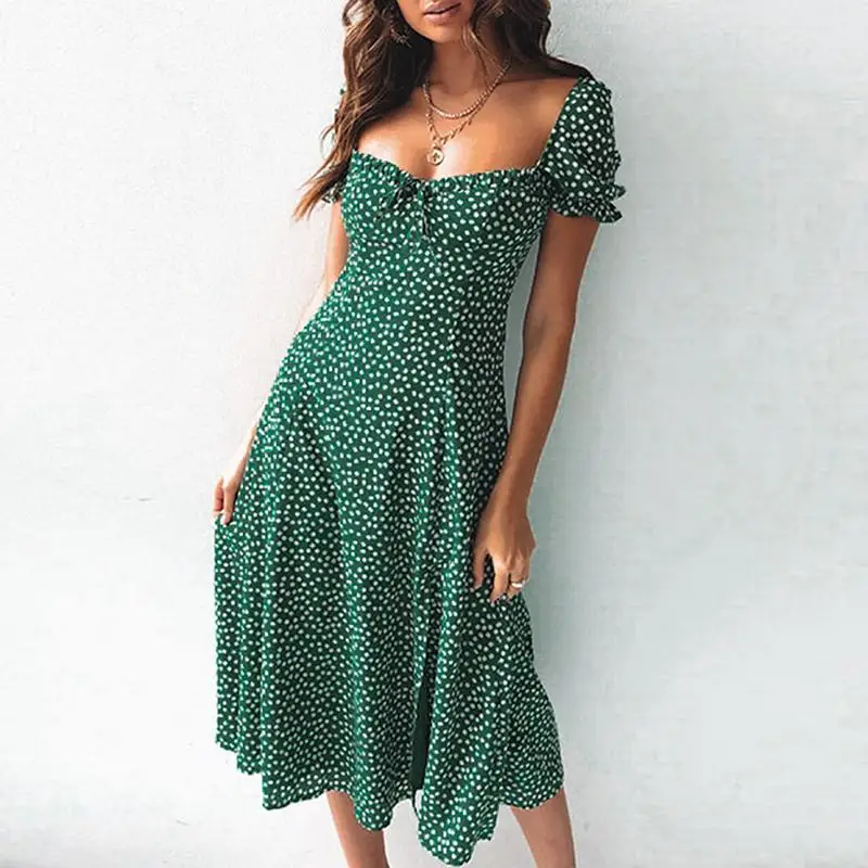 Femajor Women Summer Fashion Vintage Green Floral Print Long Dress Female Elegant Square Collar High Waist Lace up Party Vestido
Femajor Women Summer Fashion Vintage Green Floral Print Long Dress Female Elegant Square Collar High Waist Lace up Party Vestido