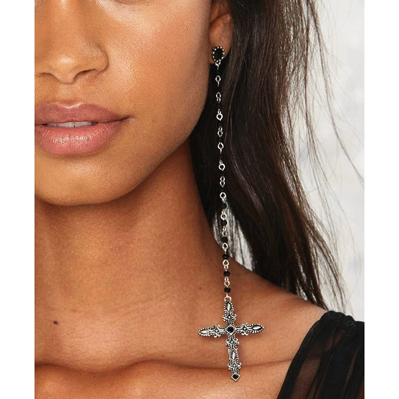2017 Vintage Gothic Long Black Beads Chain Earrings Large Cross Earrings Hanging Big Statement Crosses Pendant Earring For Women
2017 Vintage Gothic Long Black Beads Chain Earrings Large Cross Earrings Hanging Big Statement Crosses Pendant Earring For Women