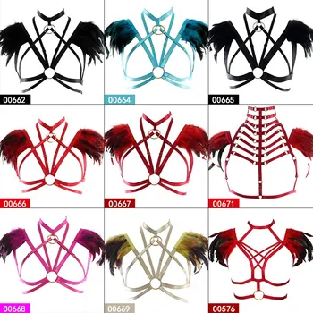 Festival Rave Feather Bra Body Harness Red Strap Top Women Fashion Cage Bondage Lingerie Goth bralette burning Epaulette wings
Festival Rave Feather Bra Body Harness Red Strap Top Women Fashion Cage Bondage Lingerie Goth bralette burning Epaulette wings