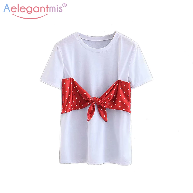 Aelegantmis Summer Women Casual Tshirt White Fashion O Neck Short Sleeve Woman T Shirt Ladies Cute Bowknot Dot Print Tops Tees
Aelegantmis Summer Women Casual Tshirt White Fashion O Neck Short Sleeve Woman T Shirt Ladies Cute Bowknot Dot Print Tops Tees