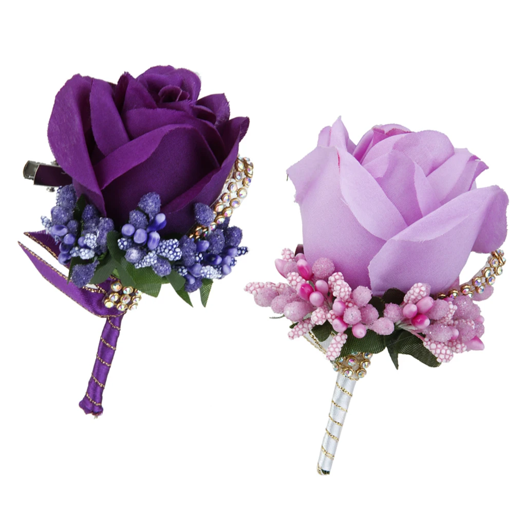 Lilac & Violet Rose Flower Brooches Wedding Bridal Corsage & Groom Boutonniere Set
Lilac & Violet Rose Flower Brooches Wedding Bridal Corsage & Groom Boutonniere Set