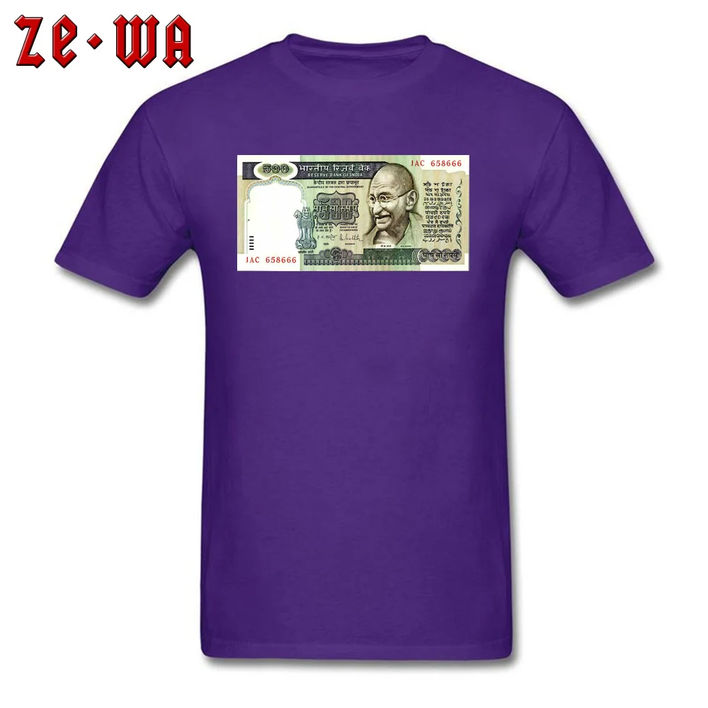 Indian Currency Slim Fit Summer/Fall Pure Cotton Round Neck Men Tops Shirt Casual Sweatshirts Designer Short Sleeve T-shirts Indian Currency purple