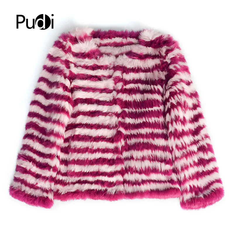 Pudi CT850 womens real rabbit fur coat striped casual 2019 girl brand new autumn winter coats Contrast color jacket parka
Pudi CT850 womens real rabbit fur coat striped casual 2019 girl brand new autumn winter coats Contrast color jacket parka