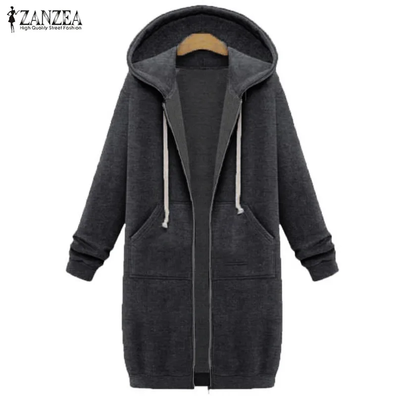 ZANZEA Women 2017 Autumn Winter Casual Long Hoodies Sweatshirt Coat Zip Up Outerwear Hooded Jacket Plus Size Outwear Tops
ZANZEA Women 2017 Autumn Winter Casual Long Hoodies Sweatshirt Coat Zip Up Outerwear Hooded Jacket Plus Size Outwear Tops