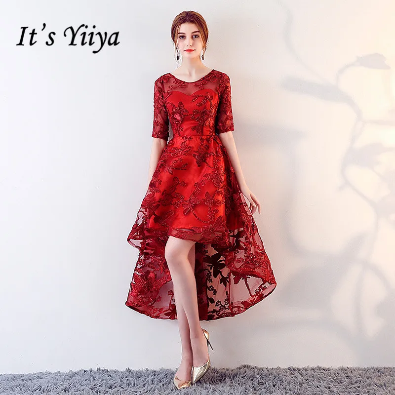 It's YiiYa Illusion Red O-Neck Half Sleeve Appliques Lace Zipper Prom Dresses High And Low Tea Length Formal Dress LX449
It's YiiYa Illusion Red O-Neck Half Sleeve Appliques Lace Zipper Prom Dresses High And Low Tea Length Formal Dress LX449