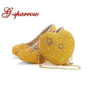 Yellow Pearl Women High Heel Shoes Rhinestone Wedding Party Prom Shoes with Matching Bag Adult Ceremony Heart Shape Handbag
Yellow Pearl Women High Heel Shoes Rhinestone Wedding Party Prom Shoes with Matching Bag Adult Ceremony Heart Shape Handbag