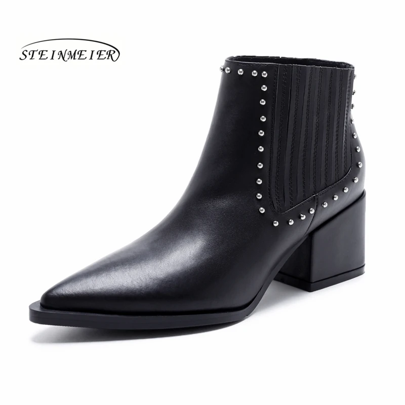 Women Winter Snow Boots Genuine leather Ankle short heel point toe slipon women's retro waterproof winter boots 2019 shoes
Women Winter Snow Boots Genuine leather Ankle short heel point toe slipon women's retro waterproof winter boots 2019 shoes