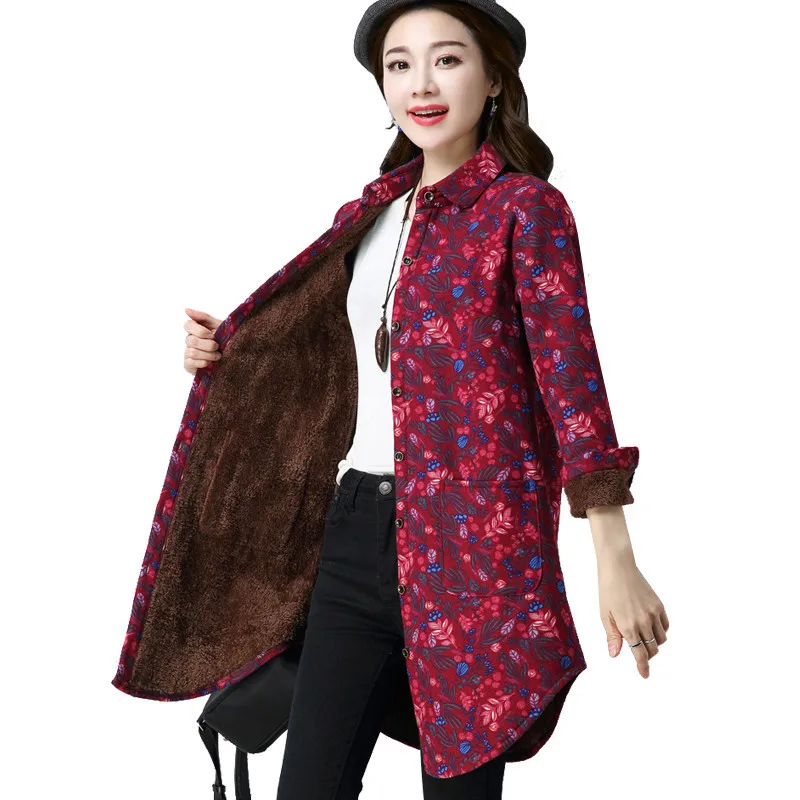 New Autumn Winter Foral Velvet Casual Shirt Women's Thick Warm Shirt Jacket Blouses Loose Female Cotton Long-sleeved Coats L31
New Autumn Winter Foral Velvet Casual Shirt Women's Thick Warm Shirt Jacket Blouses Loose Female Cotton Long-sleeved Coats L31