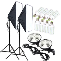 Photo Studio 8PCS 35w LED Bulbs 50*70cm Continuous Lighting Softbox 4-Lamp-Holder Diffuser Light Stand 2pcs Photography Kit image