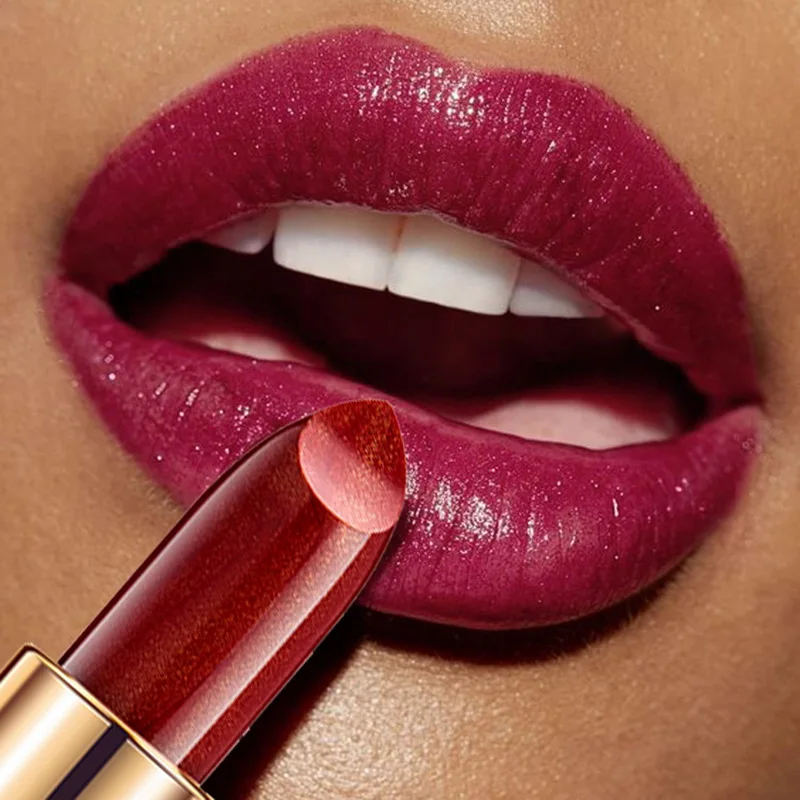 

HANDAIYAN Pearl Color Cosmetics Shimmer Lipstick Makeup Shiny Temperature Change Color Velvet Pink Glitter Lip Stick Lips Batom