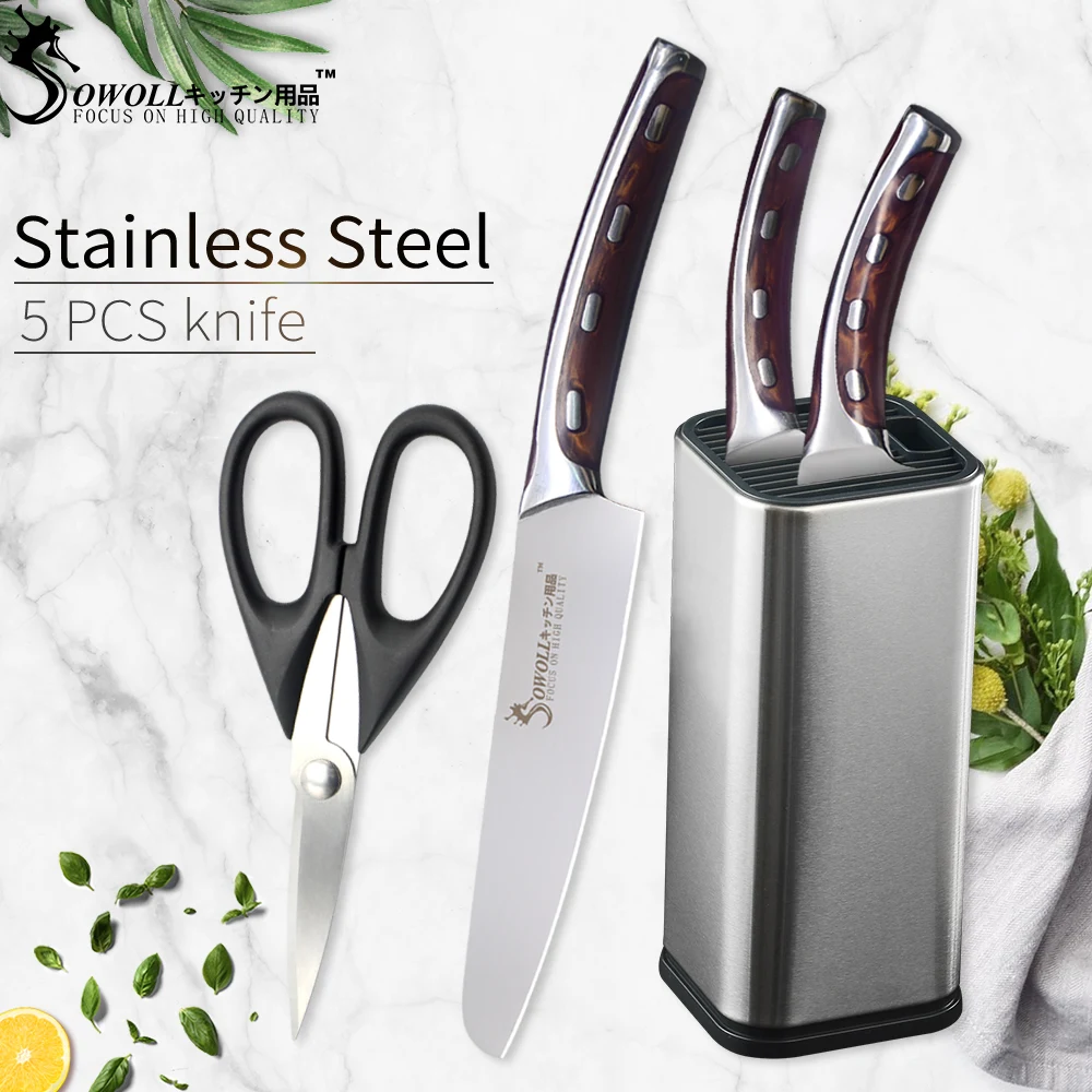 SOWOLL Stainless Steel Kitchen Knives Utility Chef Chopping Knives Holder Stand Block Sharpening Rod Scissors Accessories
SOWOLL Stainless Steel Kitchen Knives Utility Chef Chopping Knives Holder Stand Block Sharpening Rod Scissors Accessories