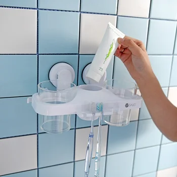 Toilet cleaning kit Suction cup gargle cup holder Toothpaste toothbrush cup holder contains cup Bathroom Accessories Set 
Toilet cleaning kit Suction cup gargle cup holder Toothpaste toothbrush cup holder contains cup Bathroom Accessories Set