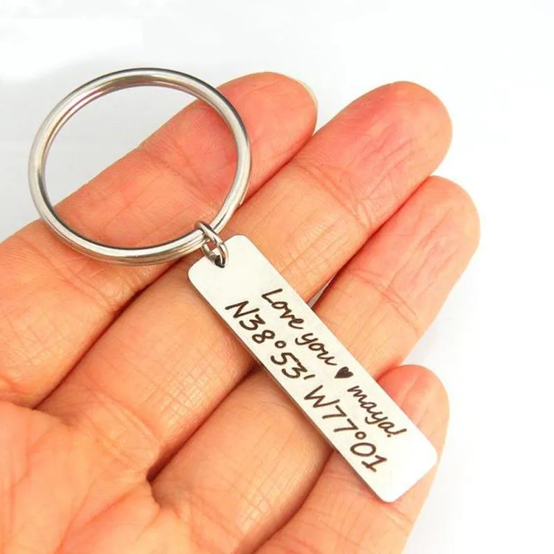 Custom Bar Keychain Stainless Steel Personalized Date Name Coordinate Girlsfriend Boyfriend Anniversary Jewelry
Custom Bar Keychain Stainless Steel Personalized Date Name Coordinate Girlsfriend Boyfriend Anniversary Jewelry