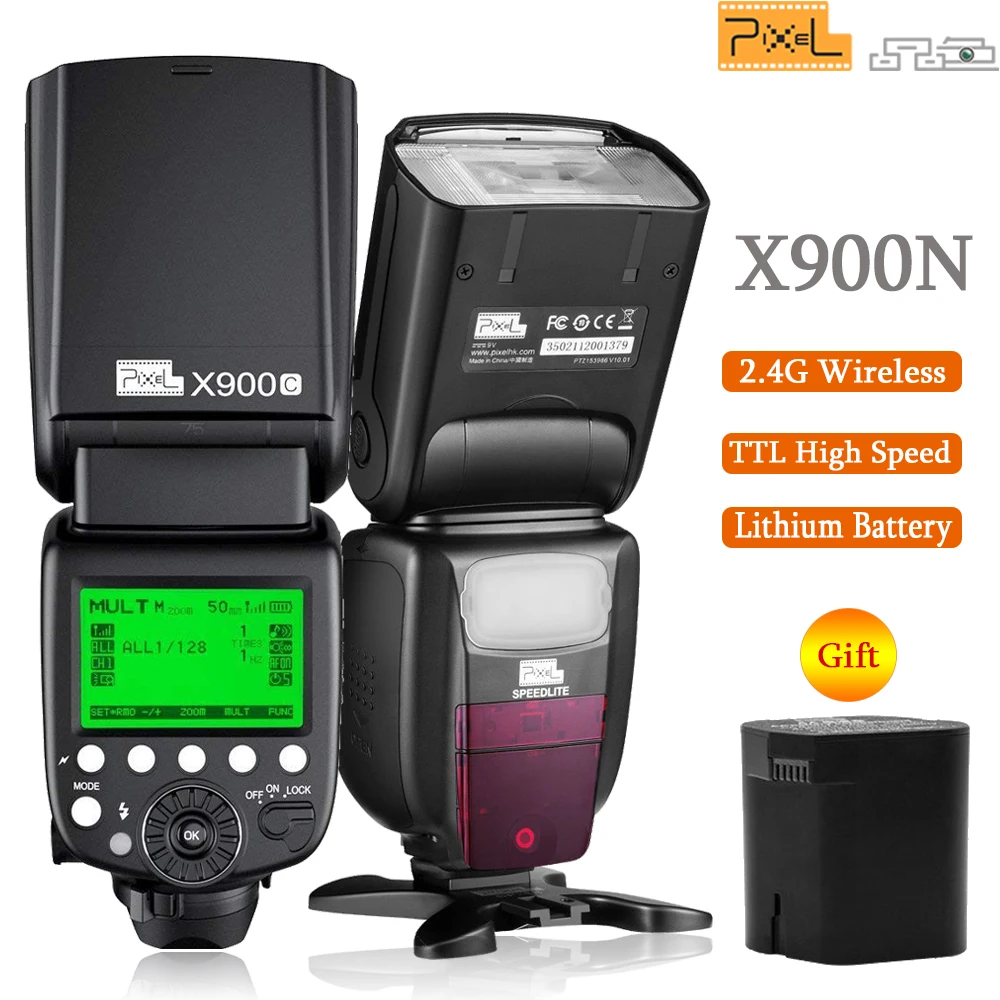 Pixel X900N Li-ion Flash Speedlite High Speed i-TTL/M/MULT 1/8000s GN60 HSS Flash for For Nikon Camera D850 D800E D800 D810
Pixel X900N Li-ion Flash Speedlite High Speed i-TTL/M/MULT 1/8000s GN60 HSS Flash for For Nikon Camera D850 D800E D800 D810