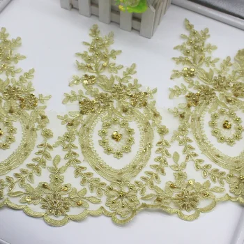 Gold Embroidered Lace Appliqued Champagne Gold Lace 5 Yds Trims Light Tulle Lace Fabric Scalloped Bridal Sashes 3132CM
Gold Embroidered Lace Appliqued Champagne Gold Lace 5 Yds Trims Light Tulle Lace Fabric Scalloped Bridal Sashes 3132CM