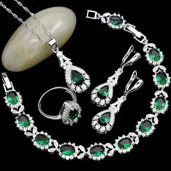 Silver 925 Jewelry Sets For Bride Wedding Accessories Natural Green CZ White Crystal Earrings/Pendant/Necklace/Ring/Bracelet
Silver 925 Jewelry Sets For Bride Wedding Accessories Natural Green CZ White Crystal Earrings/Pendant/Necklace/Ring/Bracelet