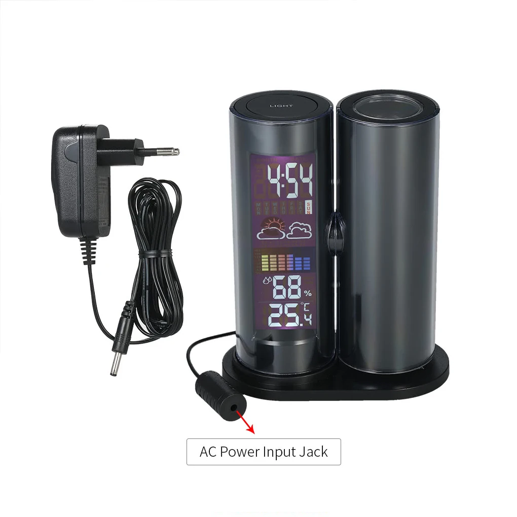 LCD Projection Digital Thermometer Hygrometer 360 Degree Rotating Weather Station Clock Desk Bedside Temperature Humidity Meter
LCD Projection Digital Thermometer Hygrometer 360 Degree Rotating Weather Station Clock Desk Bedside Temperature Humidity Meter