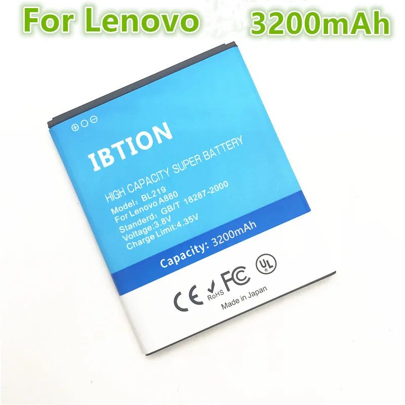 IBTION 3200mAh BL 219 BL219 Battery for Lenovo A880 S856 A889 A890e S810t A850+ A916 battery
IBTION 3200mAh BL 219 BL219 Battery for Lenovo A880 S856 A889 A890e S810t A850+ A916 battery
