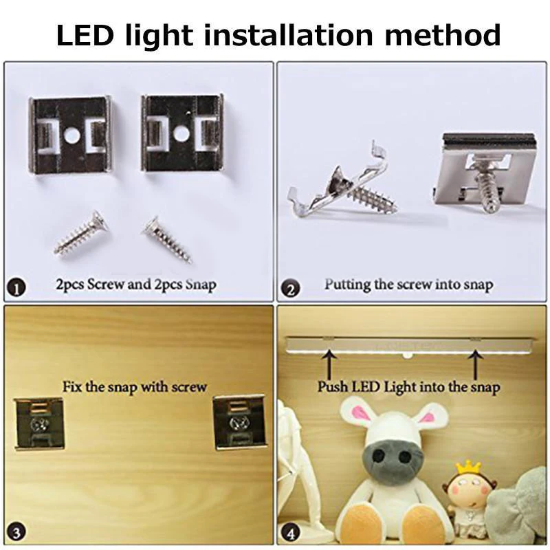 Mayitr 20 LED Wireless Cabinet Night Light PIR Motion Sensor LED Night Light Closet Under Stair Aisle Porch Bedroom Walkway Lamp