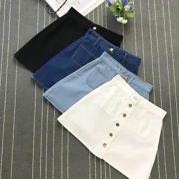 High Waist Denim Pockets Skirt Harajuku Mini High Quality Jean Summer Womens Ladies A-line Jeans Short Skirt Button
High Waist Denim Pockets Skirt Harajuku Mini High Quality Jean Summer Womens Ladies A-line Jeans Short Skirt Button