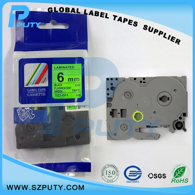 compatible Black on Flu.Green TZe-D11 TZ-D11 6mm laminated label tapes for Ptouch label printers
compatible Black on Flu.Green TZe-D11 TZ-D11 6mm laminated label tapes for Ptouch label printers