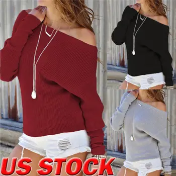 Women Casual Loose Long Sleeve Knitted Sweater Tops Pullover Outwear Ladies Solid Knitted Slash Neck Sweaters Clothing
Women Casual Loose Long Sleeve Knitted Sweater Tops Pullover Outwear Ladies Solid Knitted Slash Neck Sweaters Clothing