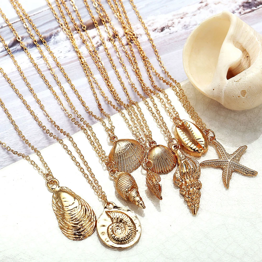 2019 Bohemia Gold Metal Conch Sea Shell Pendant Necklace For Women Summer Party Starfish Jewelry Chain Collier Wedding Gifts
2019 Bohemia Gold Metal Conch Sea Shell Pendant Necklace For Women Summer Party Starfish Jewelry Chain Collier Wedding Gifts
