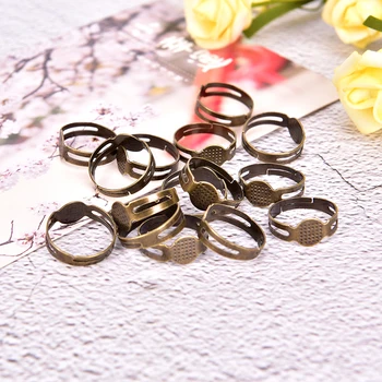 

50pcs 8mm Flat Pad Bases Ring Finding Blank Rings Base For Jewelry Making Diy Accessories Ring Blanks Ring Settings Adjustable