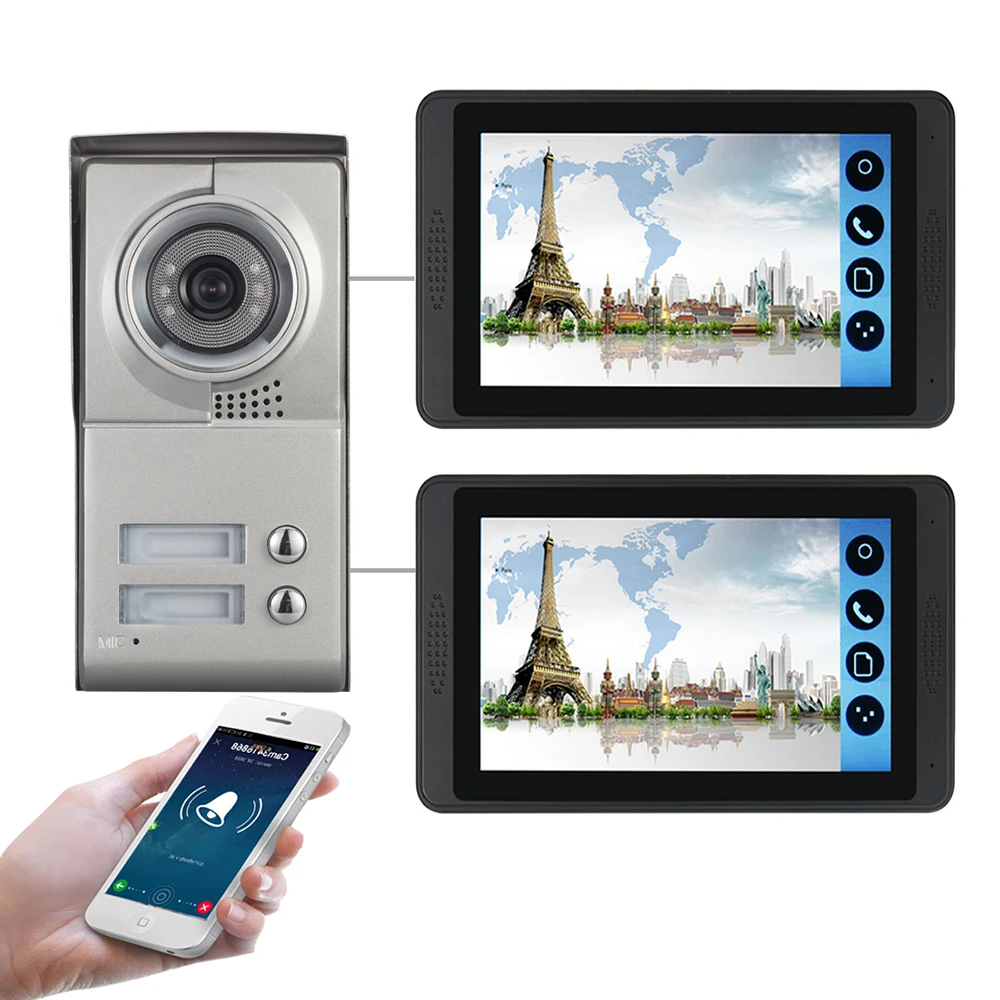 Smart video intercom Two 7 inch capacitive touch video phone 1024x600 HD display support mobile phone remote call unlock 
Smart video intercom Two 7 inch capacitive touch video phone 1024x600 HD display support mobile phone remote call unlock