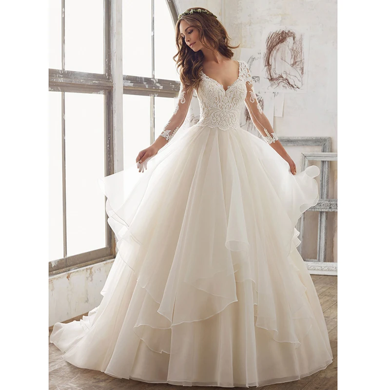 U-SWEAR 2019 Elegant Beach Bridal Gown A Line Wedding Dress Deep V-neck Long Sleeves Lace Applique Cheap Custom Size Mariage
U-SWEAR 2019 Elegant Beach Bridal Gown A Line Wedding Dress Deep V-neck Long Sleeves Lace Applique Cheap Custom Size Mariage
