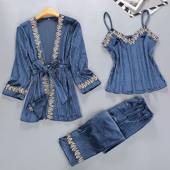 2019 Autumn Womens 3PC Strap Top Pants Suit Night Robe Sleepwear Sets Casual Pajamas Home Wear Nightwear Kimono Sexy Bath Gown
2019 Autumn Womens 3PC Strap Top Pants Suit Night Robe Sleepwear Sets Casual Pajamas Home Wear Nightwear Kimono Sexy Bath Gown