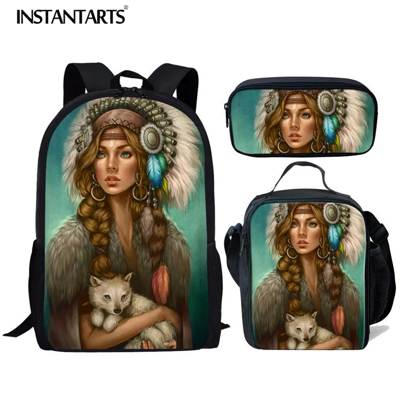 INSTANTARTS Indian Wolf Set Backpack Children Book Bag Black Art African Girl Printing Teenager Girl School Bag Kid Shoulder Bag 
INSTANTARTS Indian Wolf Set Backpack Children Book Bag Black Art African Girl Printing Teenager Girl School Bag Kid Shoulder Bag